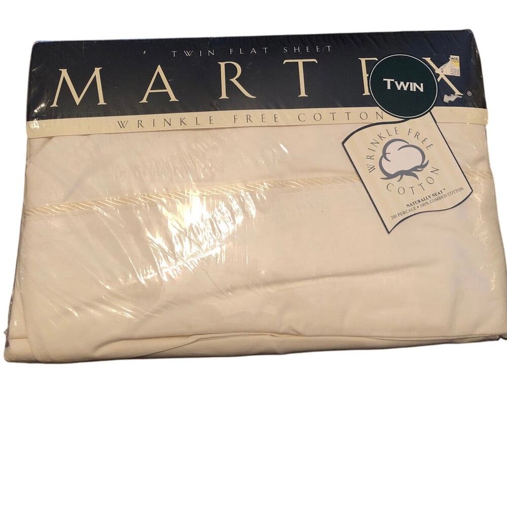 Vintage Martex 1995 Twin Beige Flat sheet 100% cotton Made in USA New